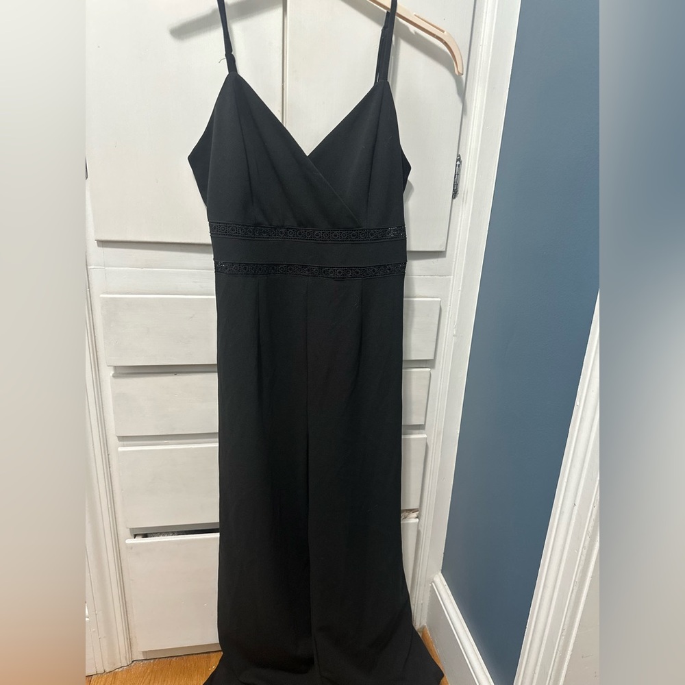 Francesca’s Collections Trixxi Sleeveless Black Jumpsuit with Embroidered Trim